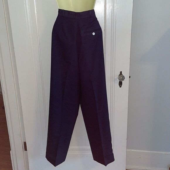Vtg 70s/80s JH Collectibles navy blue high waisted wool pants - Picture 5 of 12